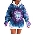 thumbnail image 2 of AUNVITO Women's Tie-Dye Loose Fit Longline Hooded Sweatshirt with Pockets, Long Sleeve Casual Streetwear Fashion, 2 of 5