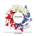 thumbnail image 2 of Patriotic Candle Wreath Independence Day Themed Red White Blue Floral Centerpiece Decor for Desk Holiday Celebration Flower Ring, 2 of 6