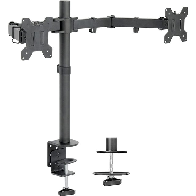 VIVO Support de Bureau Double LCD LED pour Moniteur, Entièrement Réglable, Convient à 2 Écrans jusqu'à 27 Pouces