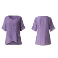 thumbnail image 6 of Annhoo Women's Summer Cotton Linen Tops Lightweight Loose Petal Half Sleeve V Neck Shirt Elegant Petal Hem Blouse Tees, 6 of 8