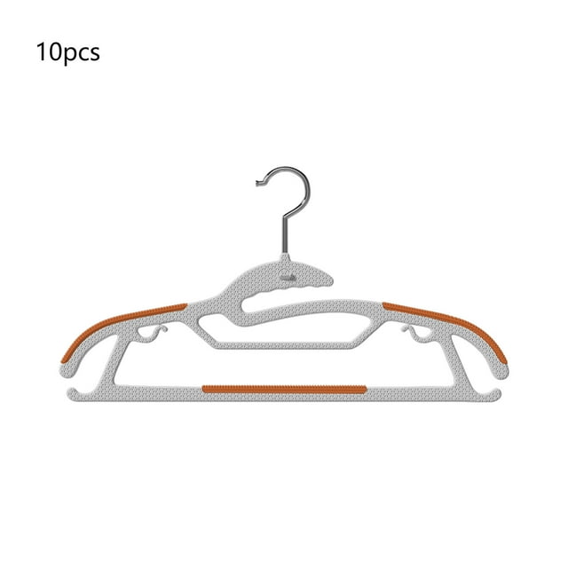 Fasiaou 10-Pack Non-Slip Hangers with Strong Shoulder Support and Space Saving Design for All Clothing Types Wet or Dry Use,Orange