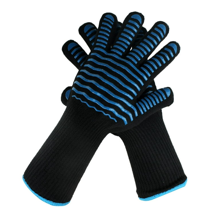 1Pair Heat Resistant Oven Gloves, Baking Gloves Cooking Gloves Anti-Slip  Silicone Coated Lang Oven Gloves 