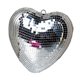 thumbnail image 5 of Colgante con forma de bola de discoteca en forma de corazón y cristal espejado, con cadena decorativa y flexible. Plata, 5 of 9