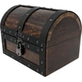 thumbnail image 2 of Nautical Cove Handmade Wooden Treasure Chest Storage Box – Deluxe Design with Real Leather Accents, Working Iron Lock & Skeleton Keys, Decorative Keepsake Chest (Small - 8 × 6 × 6"), 2 of 8