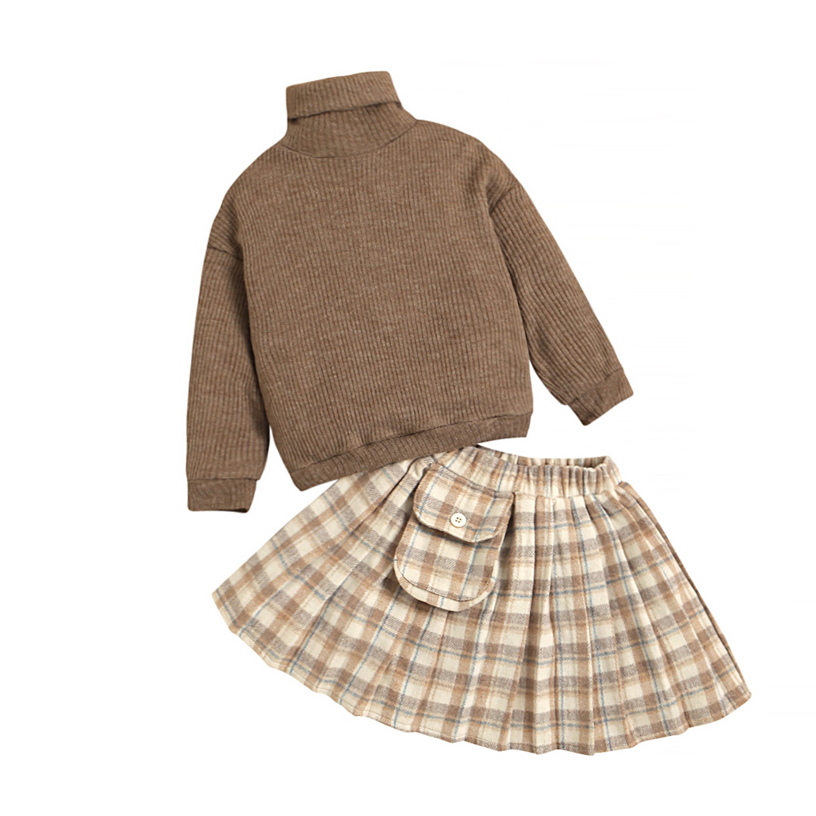 QZH.DUAO Girls Outfit T-Shirt Plaid Vest and Skirt 3-Piece Set QZH.DUAO Girls Outfit T-Shirt Plaid Vest and Skirt 3-Piece Set