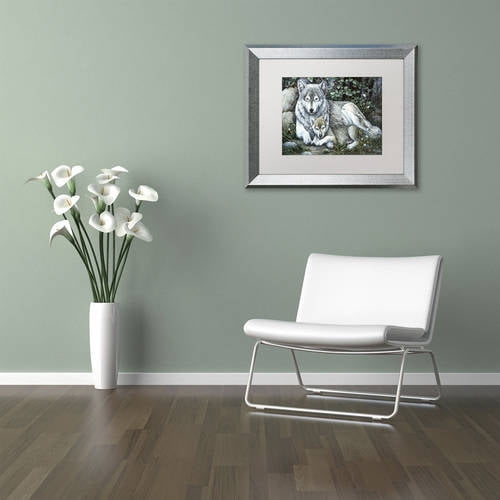 Trademark Fine Art 'Tender Moment' Canvas Art by Jenny Newland, White Matte, Silver Frame