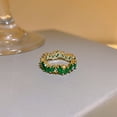 thumbnail image 2 of Gold Electroplated Zircon Ring With Man Made Diamond Crystal Copper Adjustable Korean Style Geometric LookGlow, 2 of 5