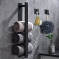 thumbnail image 1 of Toallero sin taladrar, toallero negro, toallero de baño, toallero de invitados, toallero de pared de acero inoxidable mate, toallero de baño. 40 cm, con 2 ganchos para toallas., 1 of 6