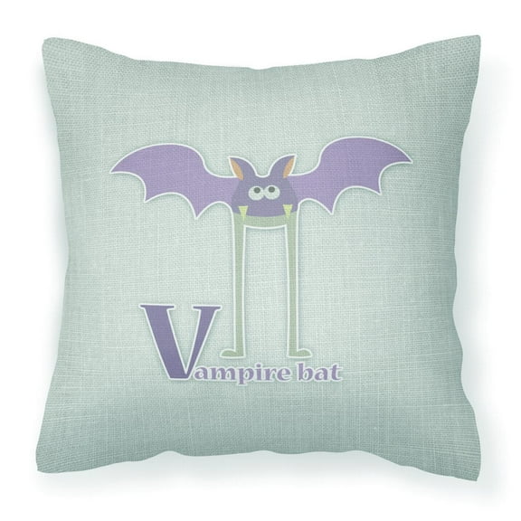 Carolines Treasures BB5747PW1414 Alphabet V for Vampire Bat Fabric Decorative Pillow 14Hx14W multicolor