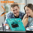 thumbnail image 4 of ELEHOLD Hybrid Rugged Case for iPad Mini 6th Generation, Dual-Layer Protective Heavy Duty Shockproof Case with 360° Rotatable Handstrap Foldable Kickstand Crossbody Shoulder Strap,Blue, 4 of 8