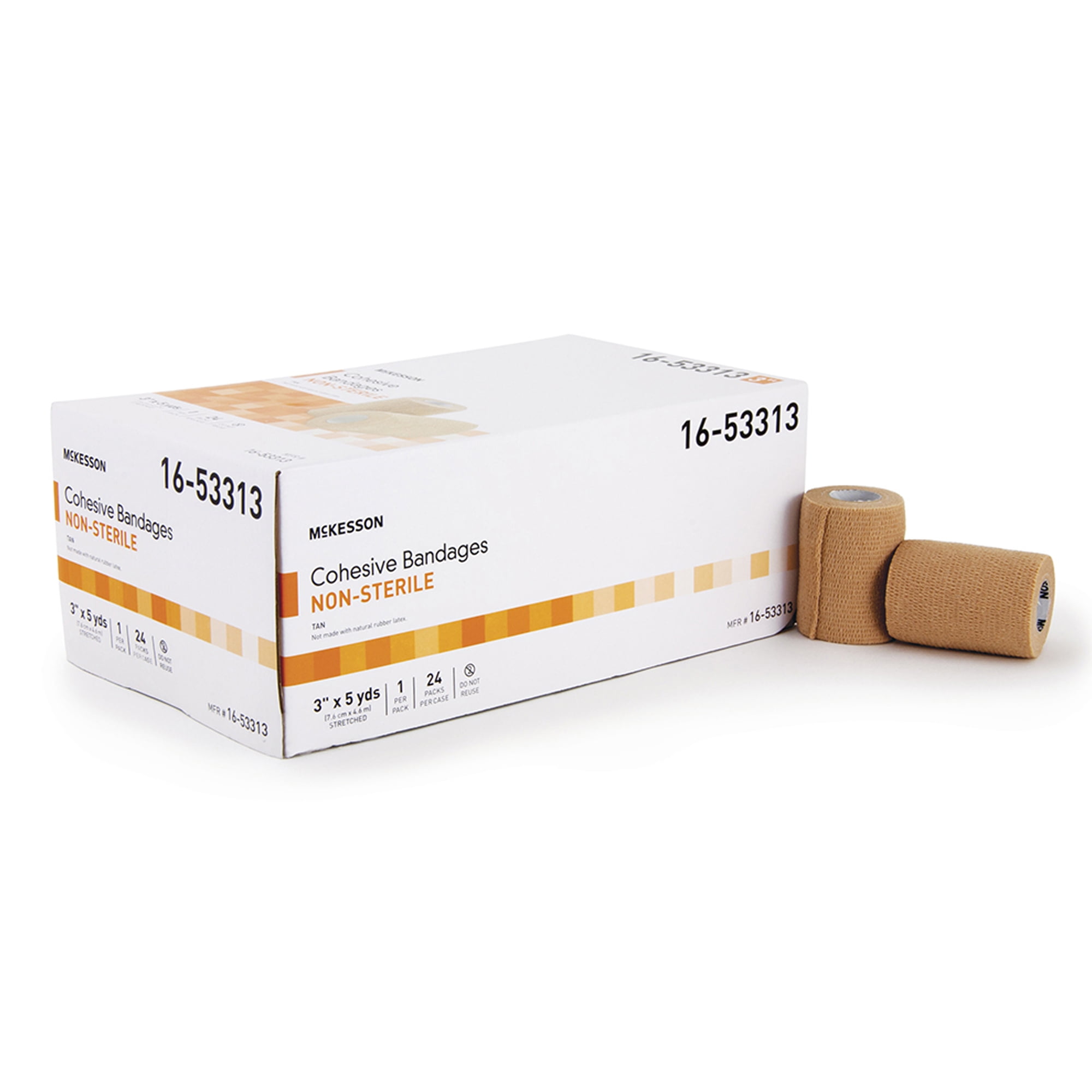 McKesson Cohesive Wound Bandages, Self-Adherent Compression Wrap, 3 in x 5 yd, 1 Count, 24 Packs, 24 Total