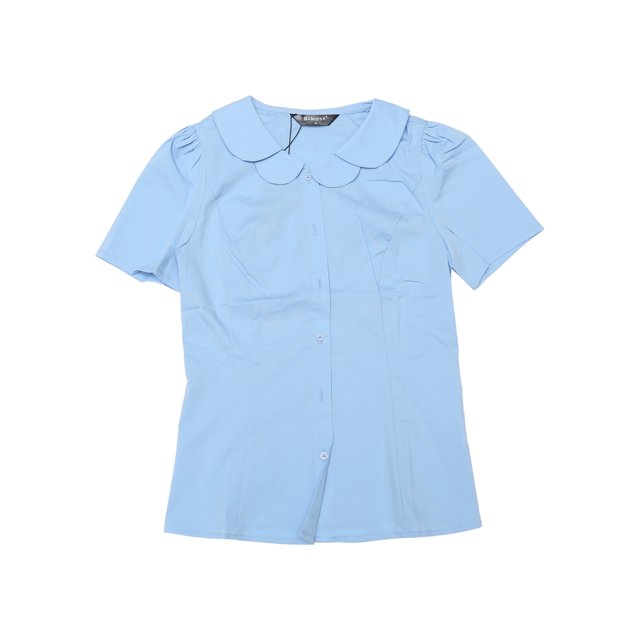 INSPIRE CHIC Blusa De Manga Farol Con Cuello Peter Pan De Carrera Con Botones para Mujer Azul Claro M INSPIRE CHIC Camisa