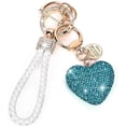 thumbnail image 1 of asddcavvf Heart Shaped Key Ring Car Key Ring with Shiny Rhinestones Rhinestone Key Ring for Women, 1 of 7