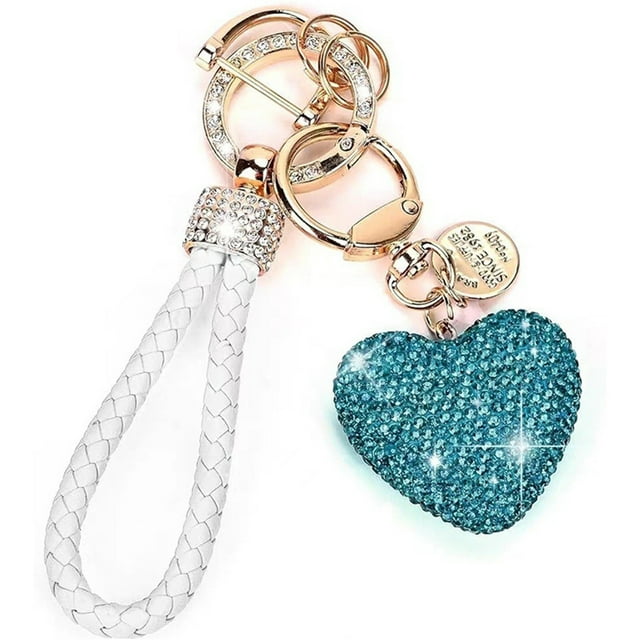 asddcavvf Heart Shaped Key Ring Car Key Ring with Shiny Rhinestones Rhinestone Key Ring for Women