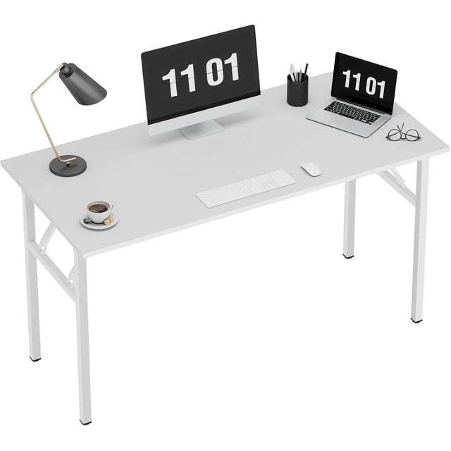 Folding Computer Desk Foldable Work Desk Table Writing Desk Folding Home Office Desk No to Assemble Teak&