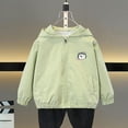 thumbnail image 4 of SERTG Children Casual Light Jacket Spring Fall Long Sleeves Hooded Solid Color Zipper Tops with Cute Printing for Kids 3-16 Years (Green,2 Years), 4 of 5