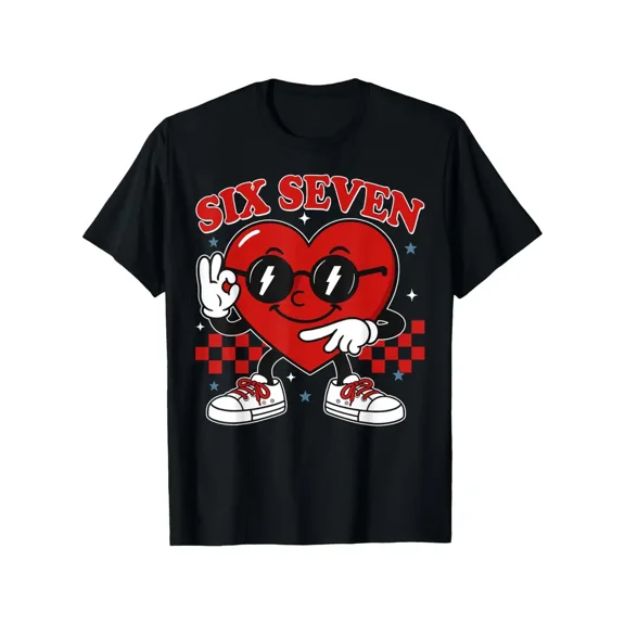 Retro Checkered Heart Character Valentine's Day Unisex Short Sleeve Graphic T-Shirt