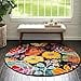 thumbnail image 3 of Unique Loom Lyon Tapis de Jardin Fleuri 5' x 5' Rond Noir/jaune, 3 of 4