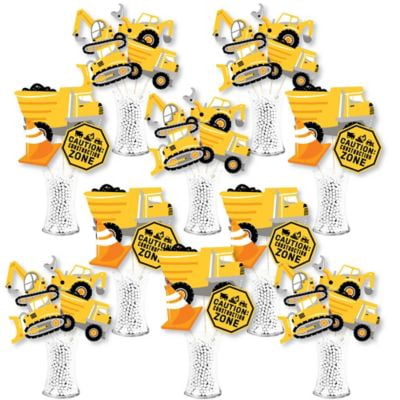 Big Dot of Happiness Dig It - Construction Party Zone - Baby Shower or Birthday Party Centerpiece Sticks - Showstopper Table Toppers - 35 Pieces