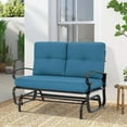 thumbnail image 2 of Outdoor Glider Rocking Bench 2 Person Patio Loveseat Steel Frame Furniture Set for Patio, Garden, Yard, Porch with Resistant Cushions (Peacock Blue), 2 of 14
