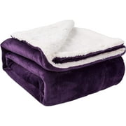 NANPIPER Sherpa Blanket, Super Soft Fuzzy Flannel Fleece/Wool Like Reversible Velvet Plush Couch Blanket, Lightweight Warm Blankets for Winter (Throw Size 50"x60", Purple) Throw(50"x60") Purple