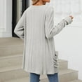 thumbnail image 6 of UJNDER 2025 Autumn Mid Long Cardigan for Women Casual Long Sleeve Knitted Sweater with Pocket Grey M, 6 of 7