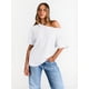 thumbnail image 2 of Camiseta oversize Trendy Queen con hombros descubiertos, blanca, talla L, 2 of 5