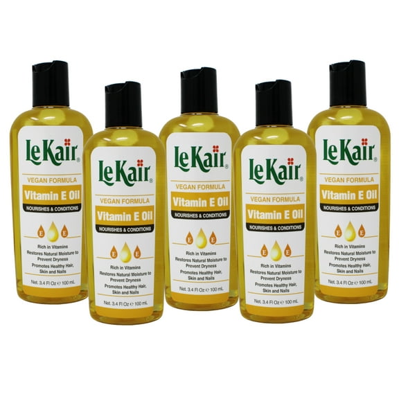 5 Pack of LeKair Vitamin E Oil Hair & Body Oil - Vegan Formula 3.4 Ounce