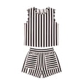 thumbnail image 5 of NMMUED 2 Piece Sets for Women Summer Casual Sleeveless Striped Tank Top and Matching Drawstring Shorts with Pockets Beach Vacation Lounge Outfits Wear Black L, 5 of 5