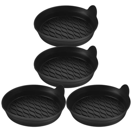 Pretyzoom Back to School 4pcs Black Drink Coaster Silicone Cup Pad Mat Anti-scald for Vehicle Accessories
