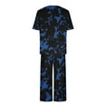 thumbnail image 4 of ibuvkizy Two Piece Sets for Women Summer Casual Outfit Sets,Women Jogger Outfit Plus Size,Printing Round Neck Short Sleeve Sleepshirt and Pants Sets Loungewear Pajama,Womens Clothing, 4 of 8