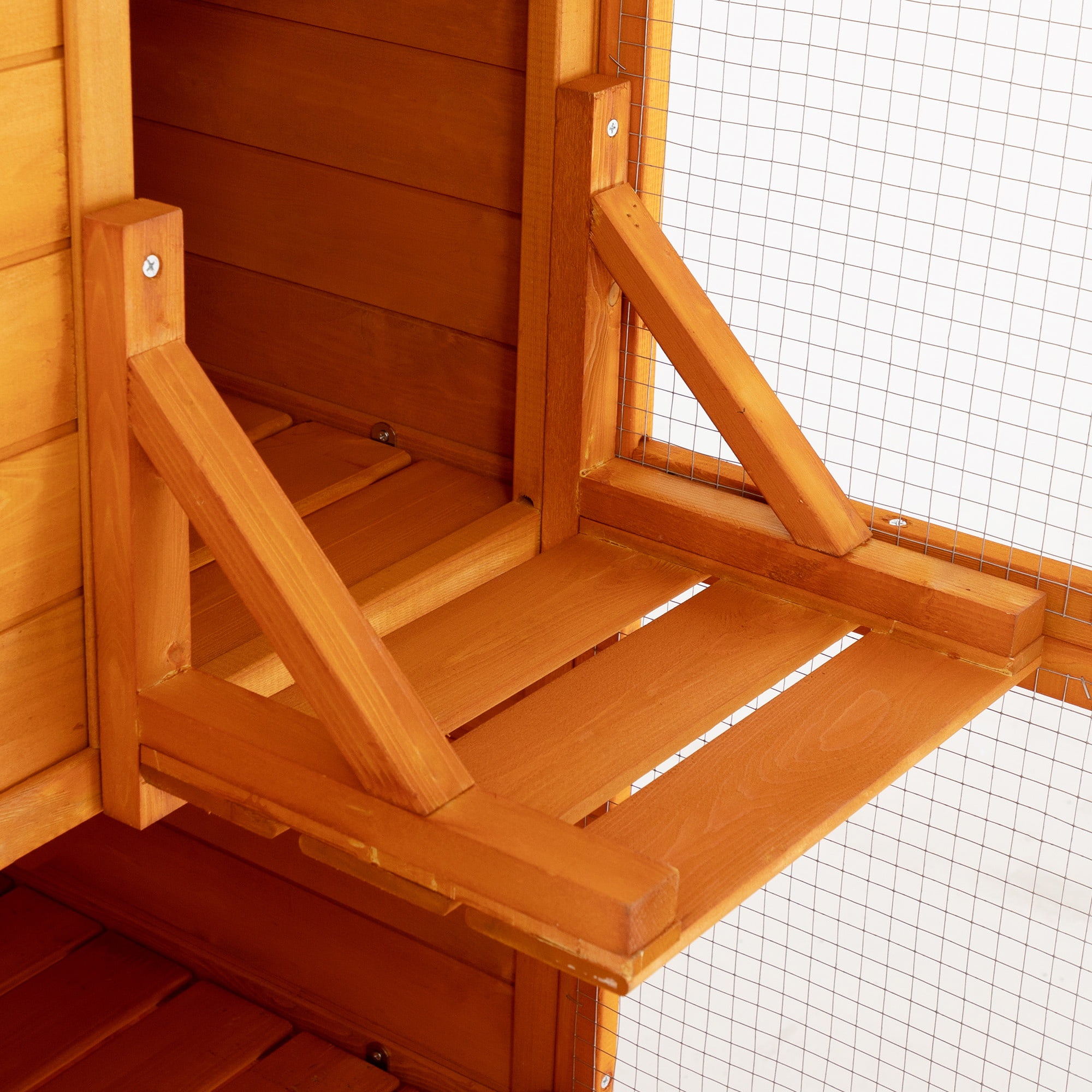 Outdoor Catio for Cat, 70''H Wooden Cat Enclosure, Large Indoor Cat House Pet Cave with Waterproof Roof, Platforms, Resting Box, Orange