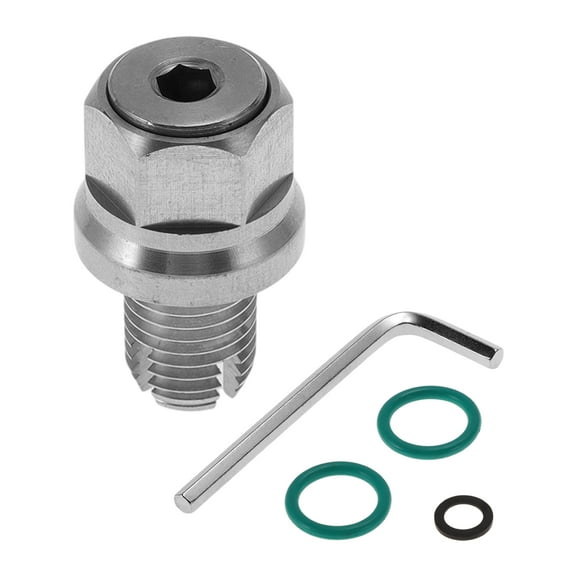 Unique Bargains M10.4x1.25 Oil Drain Plug Stainless Steel Oil Pan Drain Bolt Screw Thread Repair 1 x drain plug 1 x hex wrench 2 x green washers 1 x black washer