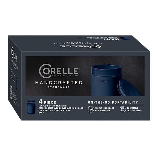 Gobelets Corelle® en grès de 13,5 oz avec couvercles en silicone, ensemble de 4 pièces