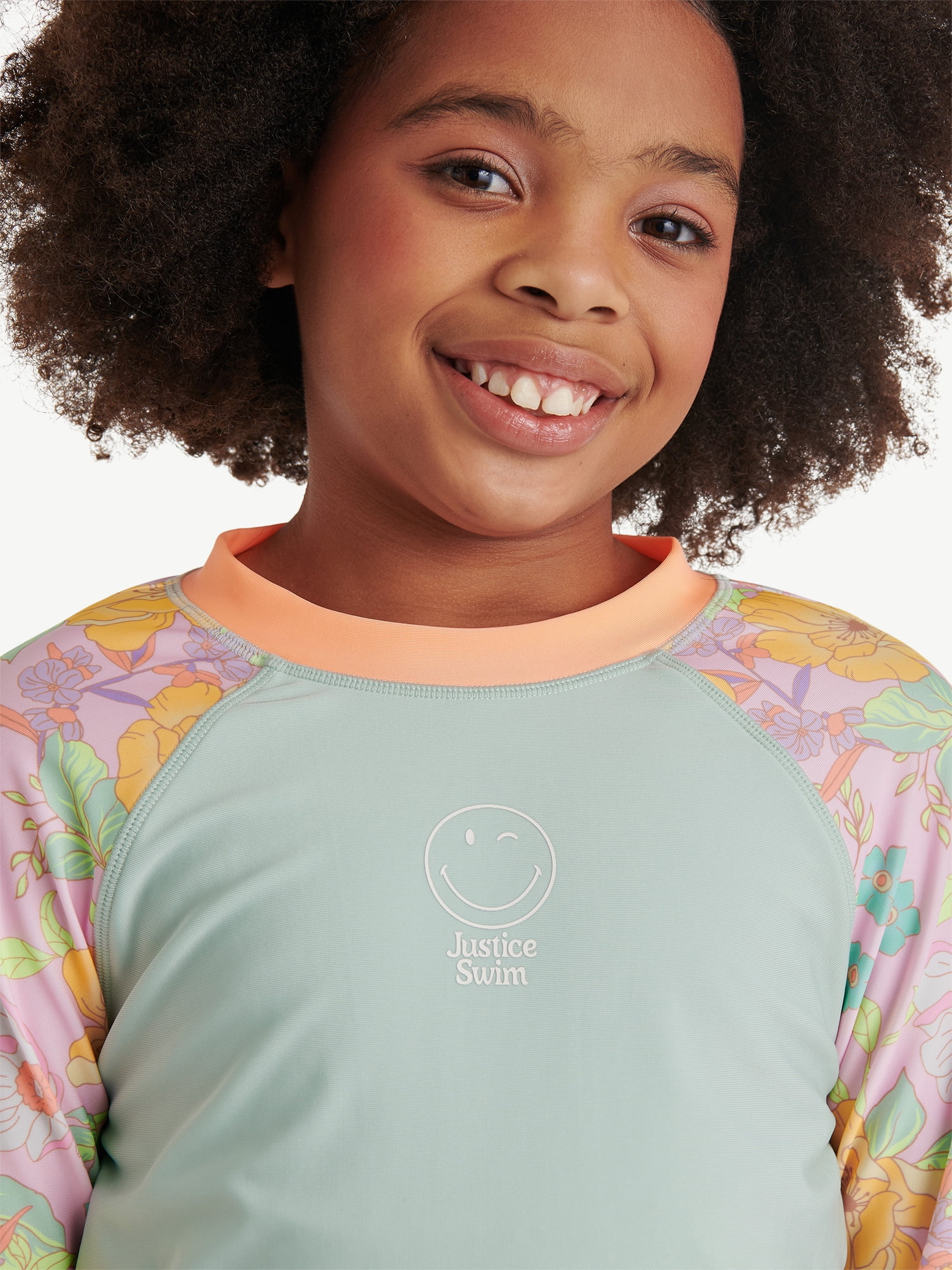 Justice Girls 2 Piece Long Sleeve Rashguard Swimsuit, Sizes XS-XL