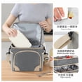 thumbnail image 7 of Insulated Lunch Bag, Picnic Bag, Lunch Bag with Shoulder Strap, Dual Compartment Two Layer Soft Cooler, Waterproof Reusable Picnic Tote Bag, 10X7X11 Inch Gray Oxford Fabric Tote, 7 of 7