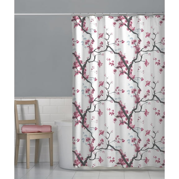 Cherry Blossom Floral Fabric Shower Curtain, Pink Shower Curtain, Fall Shower Curtain, Summer Shower Curtain, Cozy Home Vibes, Cute Halloween Decor