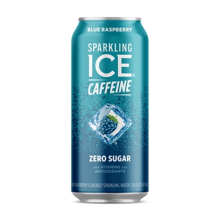 Sparkling Ice®  Caffeine Zero Sugar Flavored Sparkling Water, Blue Raspberry 16 fl oz, Aluminum Can