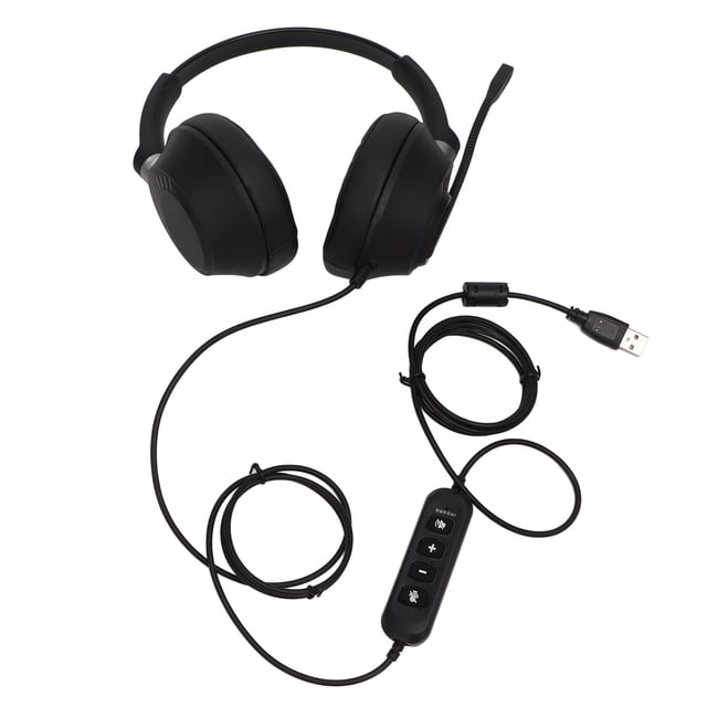 Auriculares para PC con cancelación de ruido y ajuste de volumen, auriculares USB para juegos de computadora con micrófono