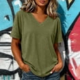 thumbnail image 2 of VBVC Women's V Neck Short Sleeve T-Shirt , Ladies' Loose Fit Breathable Casual Tee , Lightweight Basic Summer Tops For Women,Army Green,S-2XL, 2 of 7