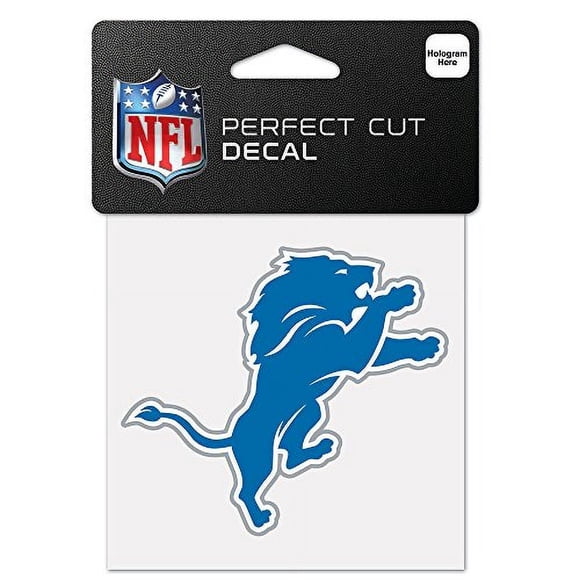 WinCraft NFL Detroit Lions 63045011 Adhesivo Perfect Cut a Color, 4" x 4", Negro