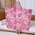 thumbnail image 5 of Pink Paisley and Floral Pattern Hooded Bath Towel，60"x35" for Ages 3 To 12 Kids, Quick Dry Lightweight Soft Microfiber Hood Beach Towel Cover Up for Kids, 5 of 7