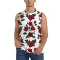 thumbnail image 2 of Lsque Rose Flowers Print Men's Cotton Blend Sleeveless Muscle Shirts (S-3XL)- Moisture Wicking, Odor Protection, UPF 30+,Small, 2 of 8