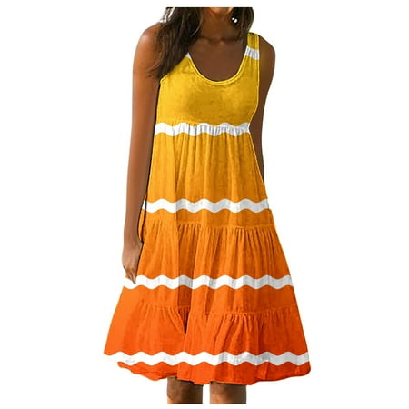 Blphud Breathable Dress Sleeveless Summer Dress Womens Summer Dress Dress Solid Loose Short Flowy Summer Womens Dresses Women s Summer Dresses 2024 Hot Pink XXL