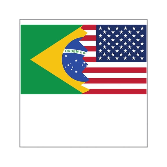 CafePress - Brazilian American Flag Sticker - Square Sticker 3" x 3"