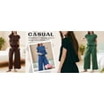 thumbnail image 6 of PUWEI Women's 2 Piece Smocked Top & High Waisted Wide Leg Pants Set Boho Matching Set Lounge Outfit with Pockets, 6 of 7