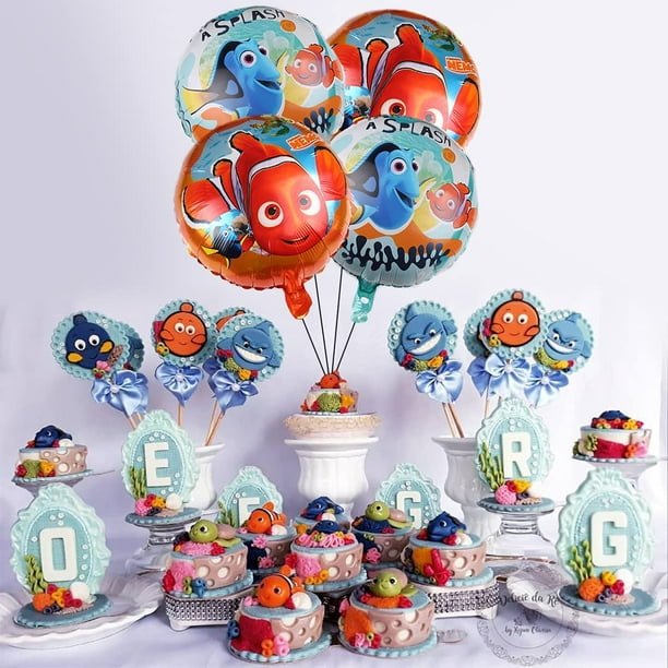 Iguohao 4 Pcs Finding Nemo Balloon Finding Nemo Theme Party Supplies, Large 18 Inch Aluminum Film Balloon Birthday Party Supplies Decoration - - Other