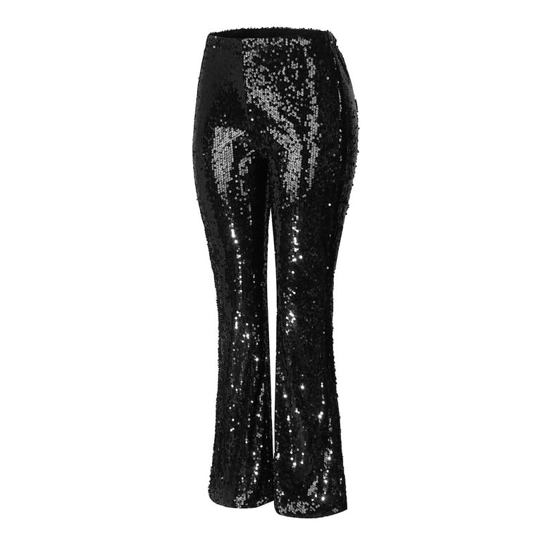 Slim Fit Pants for Women Casual Business Casual Dress Pants for Women  Women's Sequined Shiny High Waist Stretch Flare Pants Nightclub Trousers  Flare Yoga Pants for Women Tall 