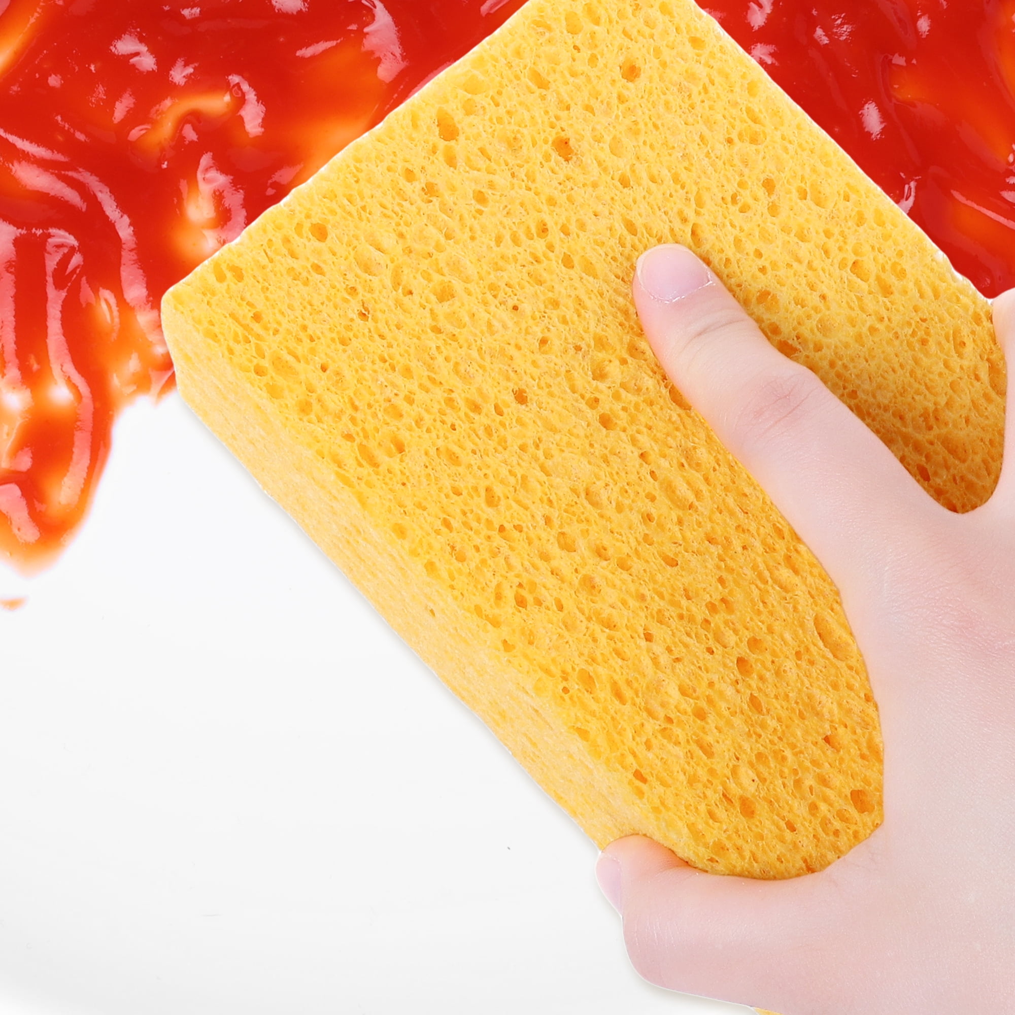 Unique Bargains Cellulose Sponges Cleaning Sponges Non-Scratch Scrubber Yellow 6"x4"x2"
