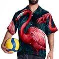 thumbnail image 4 of Flamingo Tropical Rainforest Men's Button Down Spread Collar Casual Printed Short Sleeve Summer Beach Unisex Shirts, 4 of 6
